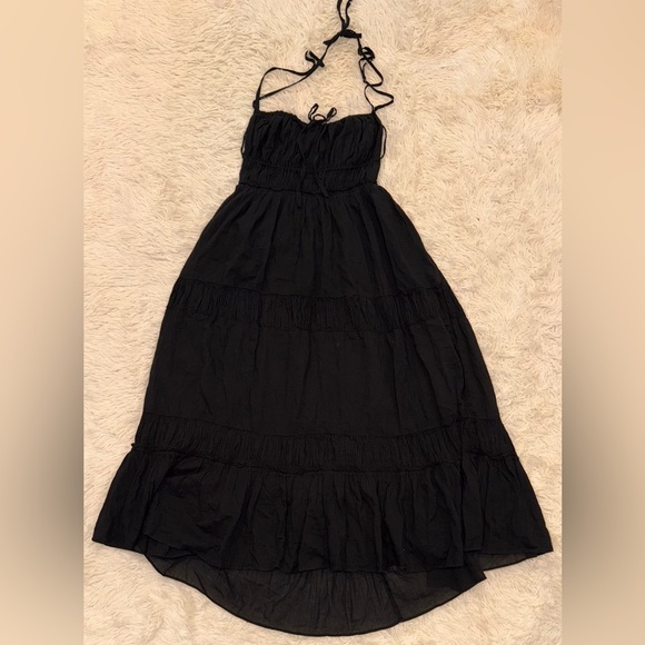 NEW Free People Taking Sides Tiered Cotton Maxi summer Dress Black sz S - Picture 6 of 10